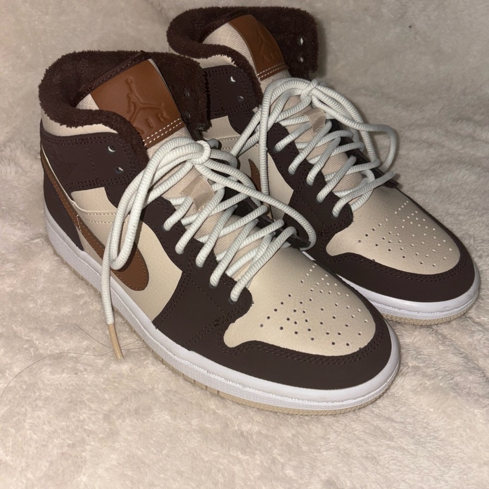 Brown and Cream Jordan 1 Sneakers
